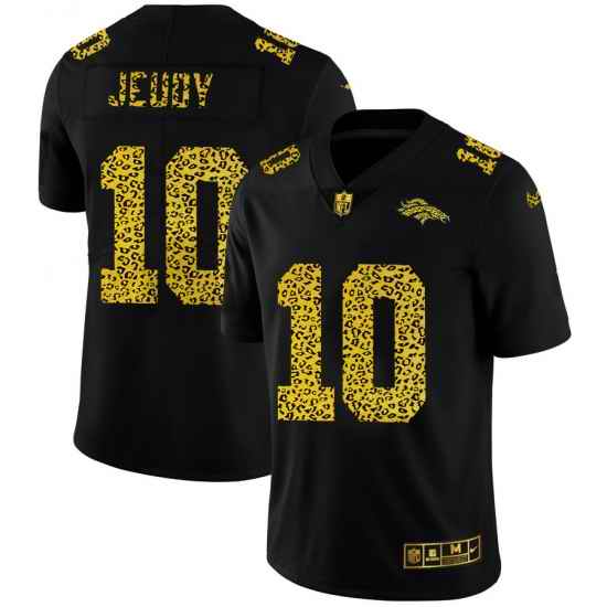 Denver Broncos 10 Jerry Jeudy Men Nike Leopard Print Fashion Vapor Limited NFL Jersey Black